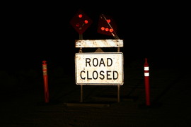 [Doh! Road Closed! No Racetrack Playa for Us]