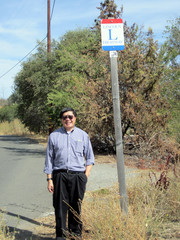 [Dad and Lincoln Highway Sign]
