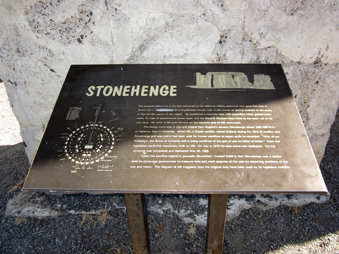 [Sam Hill's Stonehenge, East of US97 on WA14]