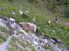 [Dave, Eliza, Ana and Justin Crossing a Creek]
