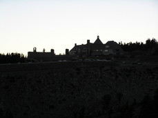 [Near-Silhouette of Timberline Lodge]